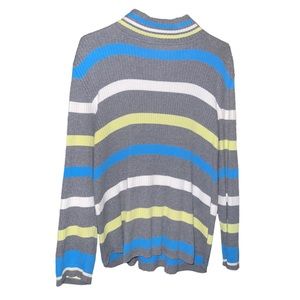 Vintage Gray & Blue Striped Sweater Turtleneck
